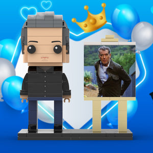 Full Body Customizable 1 Person Cool Daddy In Black Suit Custom Brick with Frame Figures Small Particle Block Toy Brick Me Figures For Father's Day - MadeMineUK