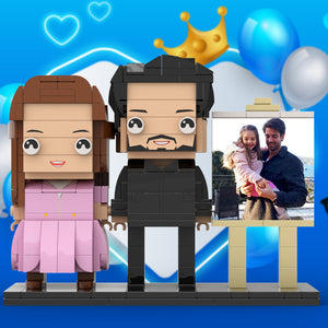 Full Body Customizable 2 People Dad Holding His Daughter In His Arm Photo Frame Personalized Custom Brick Figures Small Particle Block Toy Personalized For Father's Day - MadeMineUK