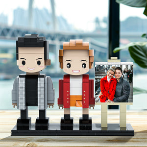 Cool Couple Full Body Customizable 2 People Photo Frame Custom Cute Brick Figures Small Particle Block Gifts for Him - MadeMineUK