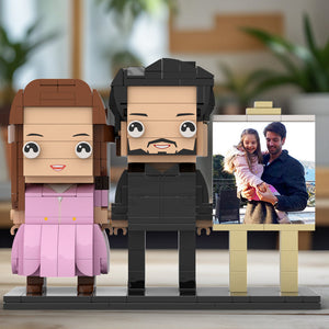 Full Body Customizable 2 People Dad Holding His Daughter In His Arm Photo Frame Personalized Custom Brick Figures Small Particle Block Toy Personalized For Father's Day - MadeMineUK