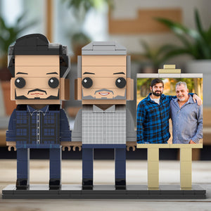 Full Body Customizable 2 People Father And Son Photo Frame Personalized Custom Brick Figures Small Particle Block Toy Personalized For Father's Day - MadeMineUK