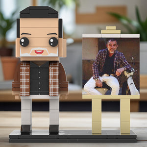 Full Body Customizable 1 Person Cool Daddy  in Classic Plaid Shirt Custom Brick with Frame Figures Small Particle Block Toy Brick Me Figures For Father's Day - MadeMineUK