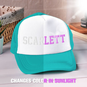 Custom Puff Print Trucker Hat Personalized Name Light-changing Foam Trucker Caps - MadeMineUK