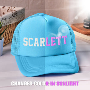 Custom Puff Print Trucker Hat Personalized Name Light-changing Foam Trucker Caps - MadeMineUK