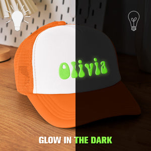 Custom Puff Print Trucker Hat Personalized Glow-in-the-dark Foam Trucker Caps for Adult - MadeMineUK