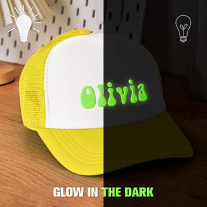 Custom Puff Print Trucker Hat Personalized Glow-in-the-dark Foam Trucker Caps for Adult - MadeMineUK