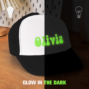 Custom Puff Print Trucker Hat Personalized Glow-in-the-dark Foam Trucker Caps for Adult - MadeMineUK