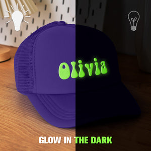 Custom Puff Print Trucker Hat Personalized Glow-in-the-dark Foam Trucker Caps for Adult - MadeMineUK