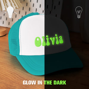 Custom Puff Print Trucker Hat Personalized Glow-in-the-dark Foam Trucker Caps for Adult - MadeMineUK