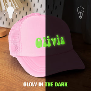 Custom Puff Print Trucker Hat Personalized Glow-in-the-dark Foam Trucker Caps for Adult - MadeMineUK