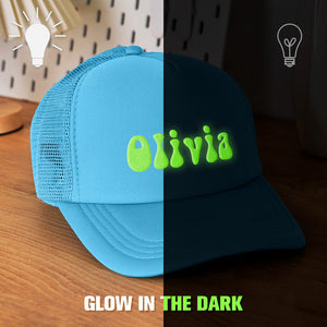 Custom Puff Print Trucker Hat Personalized Glow-in-the-dark Foam Trucker Caps for Adult - MadeMineUK