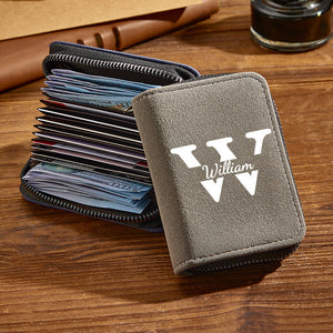 Personalized Leather Wallet with 18 Card Slots Card Holder Wallet Birthday Gift for Him - MadeMineUK