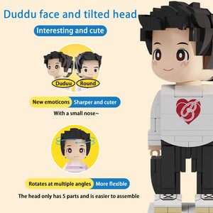 Full Body 2 People Duddu Brick Figures Custom Brick Figure For Daddy Perfect For Father's Day For Stylish Grey Hair Old Daddy And Me - MadeMineUK