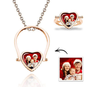 Photo Necklace, Photo Ring Gifts Dual-use (Ring Size 7#) Silver - MadeMineUK