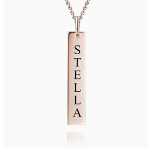 Vertical Bar Necklace with Engraving Rose Gold Plated Silver - MadeMineUK