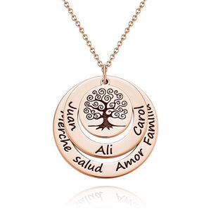 Engraved Necklace Name Necklace Memorial Gifts for Mom Family Tree Necklace Rose Gold Plated Silver - MadeMineUK