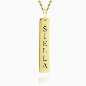 Vertical Bar Necklace with Engraving Rose Gold Plated Silver - MadeMineUK