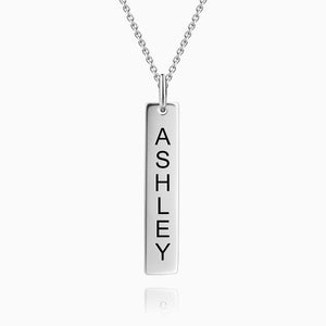 Vertical Bar Necklace with Engraving Rose Gold Plated Silver - MadeMineUK