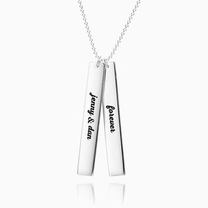 Vertical Two Bar Necklace with Engraving Rose Gold Plated Silver - MadeMineUK