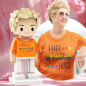 Mother's Day Gift For Grandma Custom Brick Figures Gift 1 Person Full Body Customizable Round Face Brick Figures - MadeMineUK