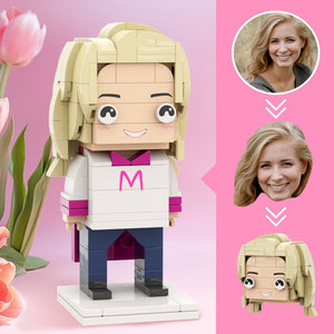 Mother's Day Gift For Super Mom Customizable Head Brick Figures Super Mom Wearing a Cape - MadeMineUK