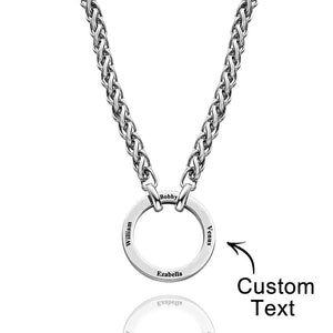 Personalized Engraved Circle Necklace Bracelet Name Pendant Jewelry Father's Day Gift - MadeMineUK