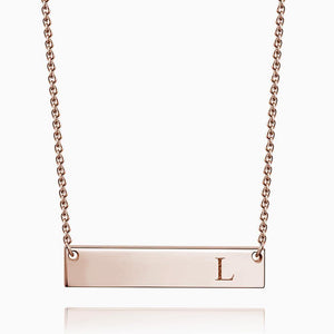 Initial Bar Necklace with Engraving 14k Gold Plated - MadeMineUK