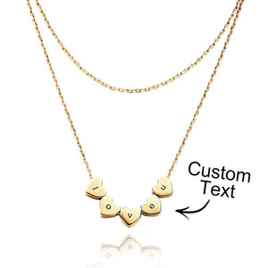 Double Chain Set Heart Engraved Necklace Heart-shaped Personalized Necklace Gift For Women - MadeMineUK