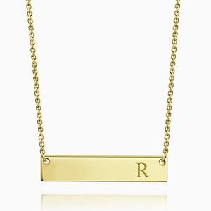 Initial Bar Necklace with Engraving 14k Gold Plated - MadeMineUK