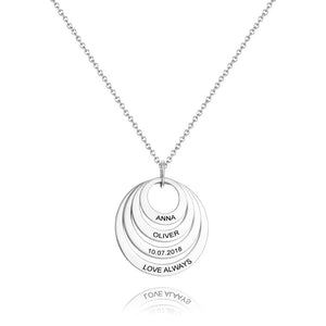 Personalized Engraved Necklace, Four Disc Name Necklace Rose Gold Plated - Rose Gold - MadeMineUK