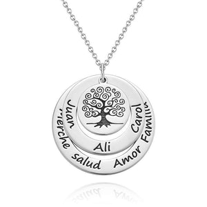 Engraved Necklace Name Necklace Memorial Gifts for Mom Family Tree Necklace Rose Gold Plated Silver - MadeMineUK