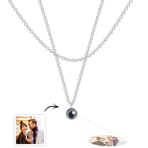 Layered Custom Necklace Personalized Photo Projection Necklace Anniversary Gifts for Her - MadeMineUK