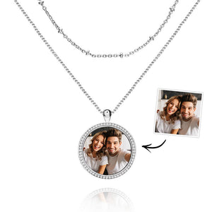 Layered Custom Necklace Photo Necklace Anniversary Gifts - MadeMineUK