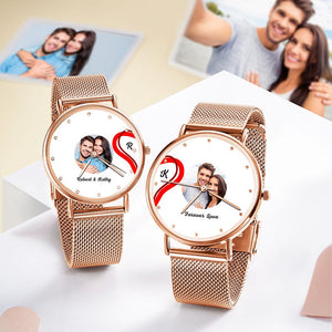 Splicing Red Heart Photo Watch Romantic Valentine's Day Gifts For Couples - MadeMineUK