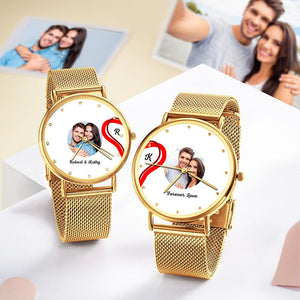 Splicing Red Heart Photo Watch Romantic Valentine's Day Gifts For Couples - MadeMineUK