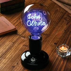 Custom Text Edison Led Filament Modeling Lamp Soft Light Bulbs Decorative Vintage Black Lamp Base - MadeMineUK