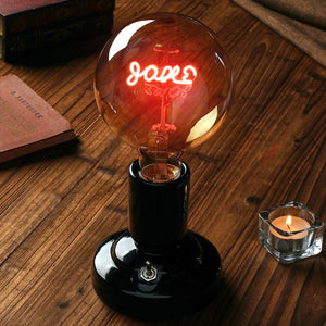 Custom Text Edison Led Filament Modeling Lamp Soft Light Bulbs Decorative Vintage Black Lamp Base - MadeMineUK