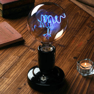 Custom Text Edison Led Filament Modeling Lamp Soft Light Bulbs Decorative Vintage Black Lamp Base - MadeMineUK