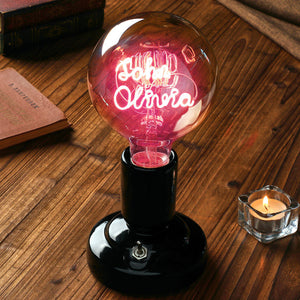 Custom Text Edison Led Filament Modeling Lamp Soft Light Bulbs Decorative Vintage Black Lamp Base - MadeMineUK