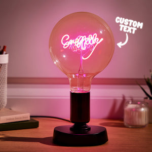 Custom Text Light Bulb Vintage Edison Led Filament Modeling Lamp Soft Light Bulbs Decorative Led Light Bulbs - MadeMineUK