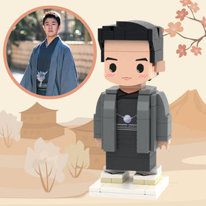 Full Body Customizable Japan Style 1 Person Custom Brick Figures Small Particle Block Toy Brick Me Figures Guy Grey Kimono - MadeMineUK