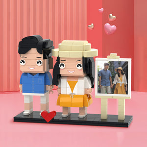 Sweet Couple Gifts Full Body Customizable 2 People Photo Frame Custom Brick Figures - MadeMineUK