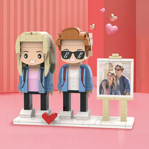 Valentine's Day Gifts Full Body Customizable 2 People Photo Frame Custom Cute Brick Figures - MadeMineUK