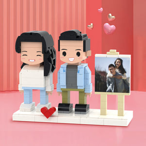 Surprise Gifts Full Body Customizable 2 People Photo Frame Custom Cute Brick Figures - MadeMineUK