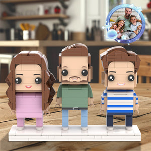 Gift For Dad Fully Body Customizable Father's Day Custom Brick Figures For Dad 3 People Custom Brick Figures For Daddy On Father's Day - MadeMineUK