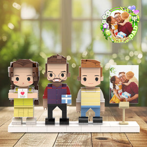 Fully Body Customizable Father's Day Custom Brick Figures For Dad 3 People Custom Brick Figures For Daddy On Father's Day - MadeMineUK