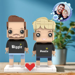 Father's Day Matching King and Prince Biggie Smalls Shirt Customizable Head 2 People Custom Brick Figures for Daddy On Dad's Day - MadeMineUK