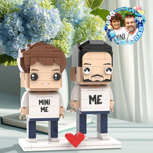 Matching Mini Me Shirt Customizable Head 2 People Custom Brick Figures for Daddy On Father's Day - MadeMineUK