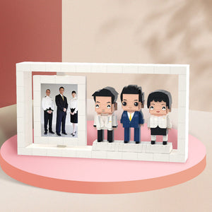 Gifts for Colleagues Full Body Customizable 3 People Custom Brick Figures Photo Frame Small Particle Block - MadeMineUK