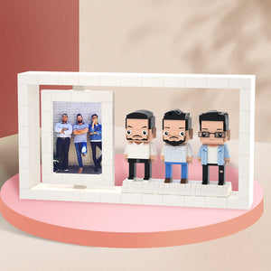 Gifts for Buddies Full Body Customizable 3 People Custom Brick Figures Photo Frame Small Particle Block - MadeMineUK